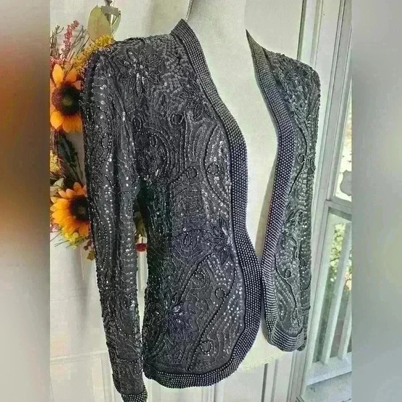 Vintage Niteline black beaded blazer size small - Picture 1 of 4
